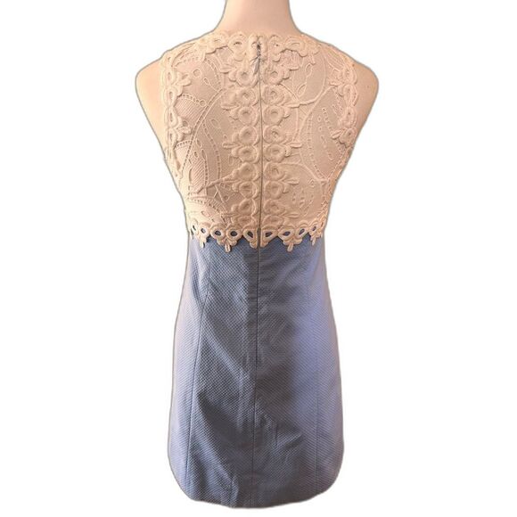Lilly Pulitzer Sandi Stretch Shift Dress Lace Bodice Blue Peri Textured 00 NWT - Picture 6 of 10